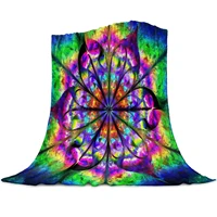 psychedelic flower mandala rainbow coral fleece blankets flannel bedspreads soft warm chair lounge blankets for bed sofa cover