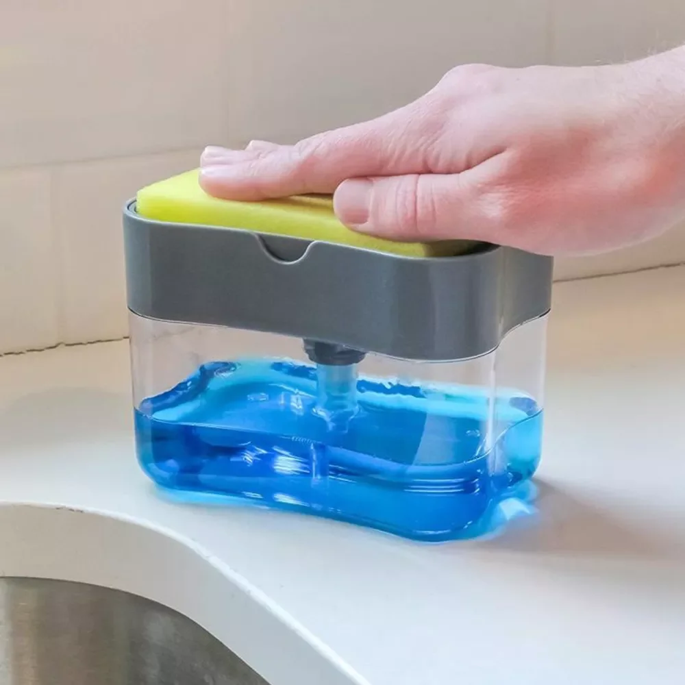

Press Soap Dispenser Shower Automatic Soap Liquid Box Kitchen Cleaning Sponge Washing Dish Brush Pot Soap Organizer