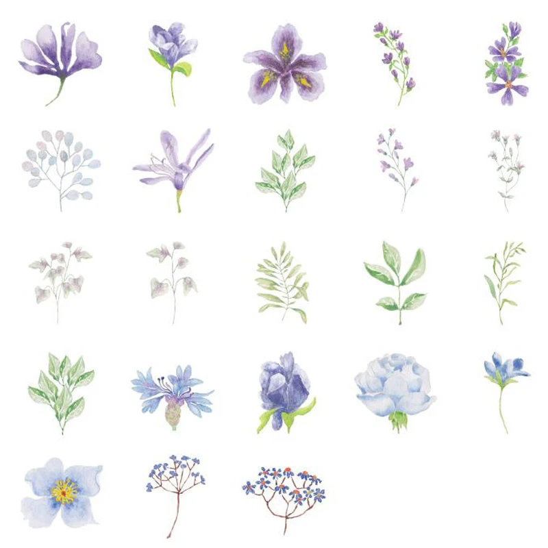 

45 pcs boxed Sticker Purple Flowers DIY Decorative Sticker Sealing Stick Label Decoration