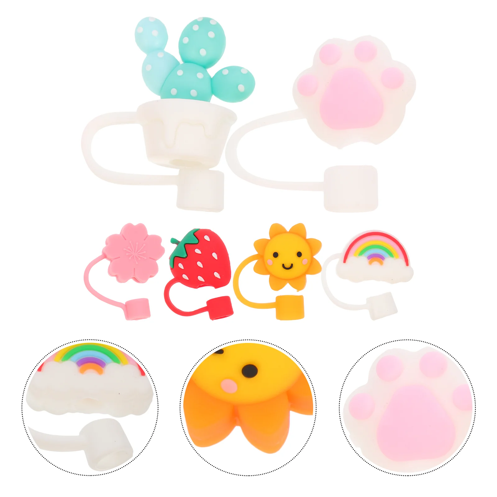 

6 Pcs Kids Silicone Straws Straw Hole Cover Gadgets Kids Straw Protector Cute Supplies Silicone Straw Cap Glass Straw Dust Plug