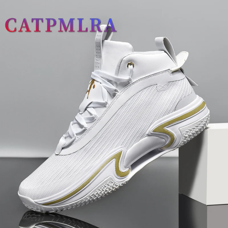 

Best Selling Basketball Male Sneakers Good Quality High Top Basketball Trainers Men Spring Mesh Outdoor Training White Shoes Men