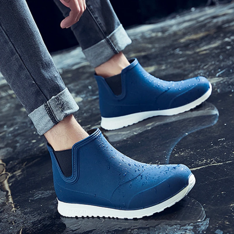 Ботинки мужские резиновые удобные короткие сапоги для активного отдыха рыбалки