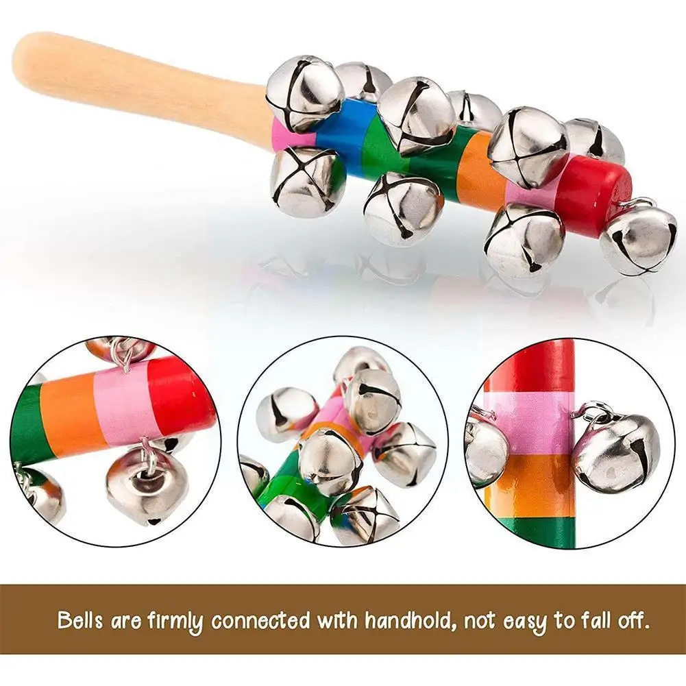 

Colorful Rainbow Hand Held Bell Stick Wooden Percussion Musical Toy For Ktv Party Kids Game Wholesale Retail Children Gifts R2i0