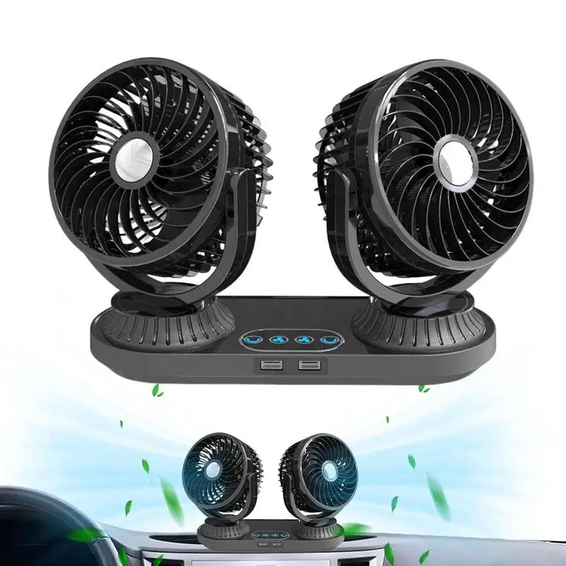 

Dual Head Car Fan 12V/24V Vehicle Fan For SUVs USB Car Fan 2 Speeds Rotatable Fan For Auto Vehicles Sedan SUV RV Home Father's