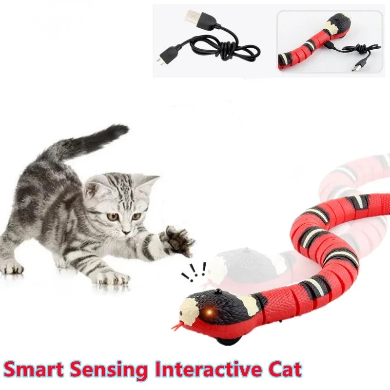

Smart Sensing Snake Cat Toys Interactive Automatic Snake Tease Toy For Cat USB Charging Cat Accessories for Dogs Kitten Toy Play