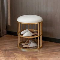 ottoman light luxury change shoes stool chair sofa round stool with metal shoe rack shoe organizer shoe shelf furniture for home