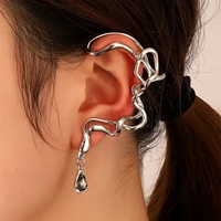 exaggerated sweet and cool alloy irregular auricle ins cold wind design sense abstract water drop ear clip single female