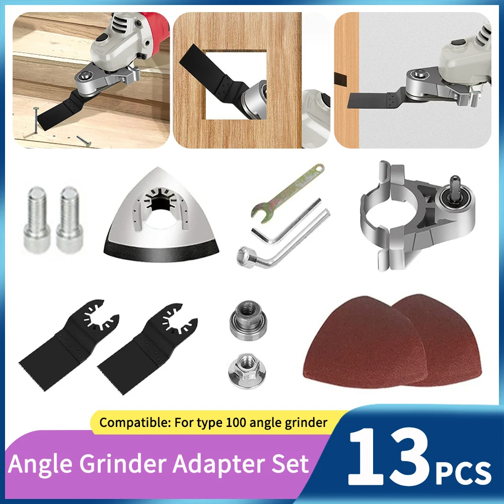

13pcs Tool Angle Grinder Adapter Set Woodworking Open Hole Refitting Head Accessories Saw Blade Multipurpose Modification