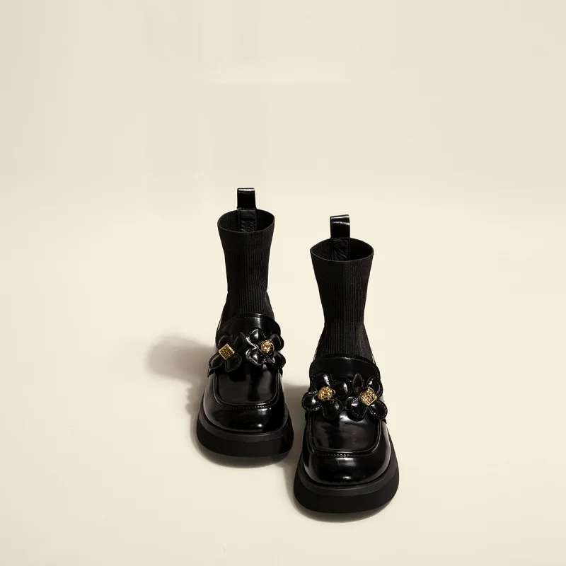 

Новинка осени 2023, ботинки-носки, женская обувь из мягкой кожи, водонепроницаемая обувь для снега, женская обувь 40