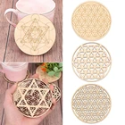 1 шт. чакра цветок жизни натуральный символ 7 видов древесины круглый край круги резные горки для камня кристалл набор DIY Декор