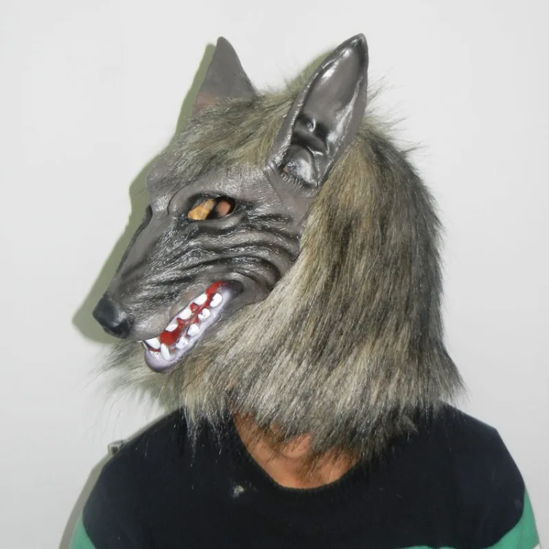 

Halloween Creepy Animal Full Head Grey Werewolf Wolf Mask