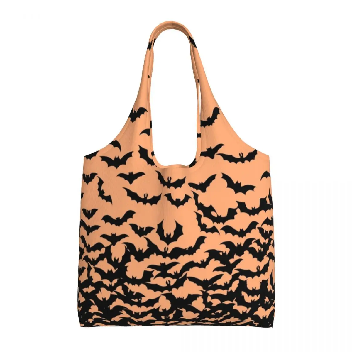 

Scary Bats Shopper Bag Bat Design Pastel Orange Print Designer Shoulder Bag Women Fashion Tote Bag Office Student Handbags