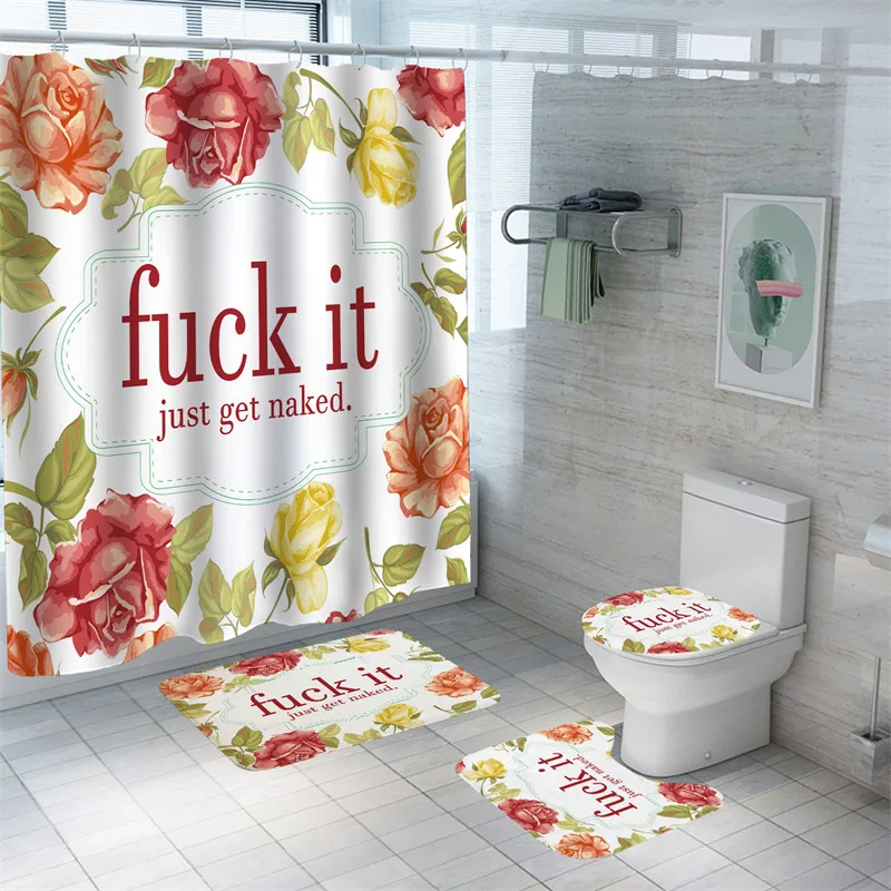 

Занавеска для душа с английским алфавитом, трехмерная детская Водонепроницаемая занавеска для ванной с цветами, ковер из полиэстера, туале...