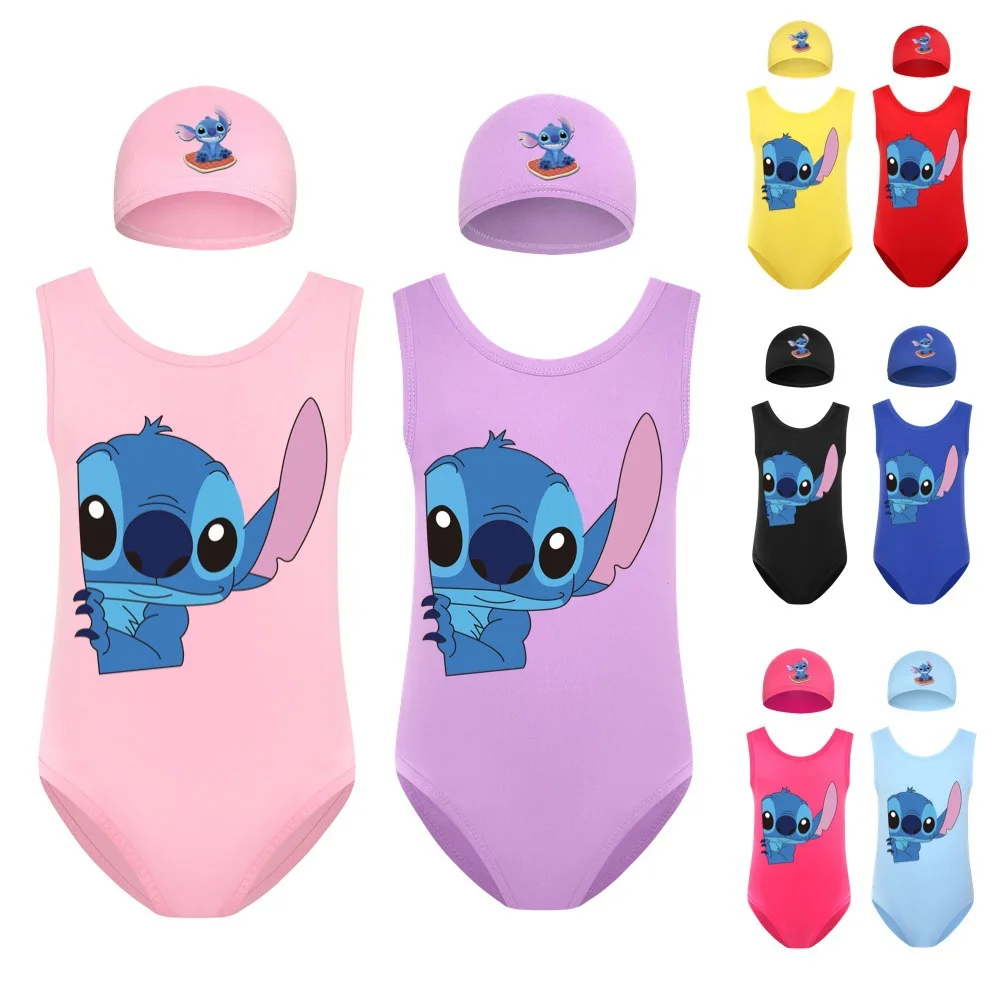 

Disney Toddler Baby Girls Cute Print Stitch One-Piece Swimsuit Infant Kids Sleeveless Romper Swimwear Bathing Suit 2-12Y