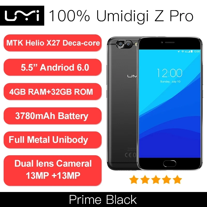 

Umidigi Z Pro смартфон с 5,5-дюймовым дисплеем, десятиядерным процессором Helio X27, ОЗУ 4 Гб, ПЗУ 32 ГБ, 5,5 мАч