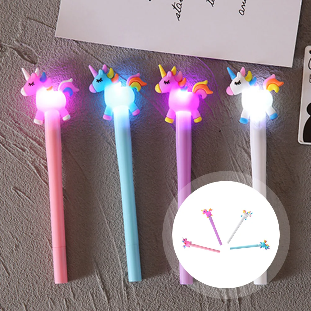

4pcs Students Stationery Sign Pens Portable Writing Pens Adorable Glowing Pens for School Gift Home Shop