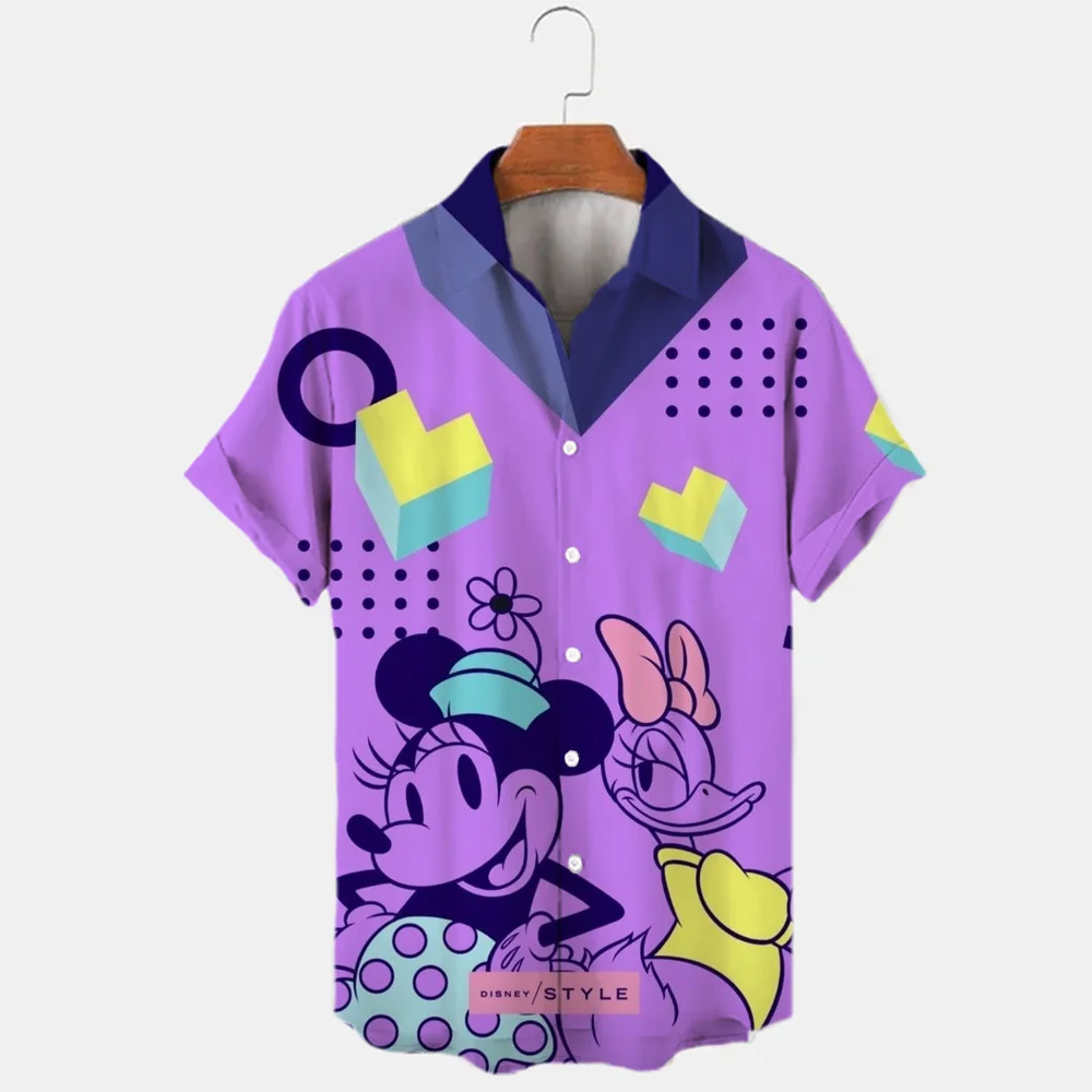 

3D Printing Disney Donald Duck Mickey Mouse Floral Temperament Men's Shirt Summer Fashion Street Trend Retro Boutique Top
