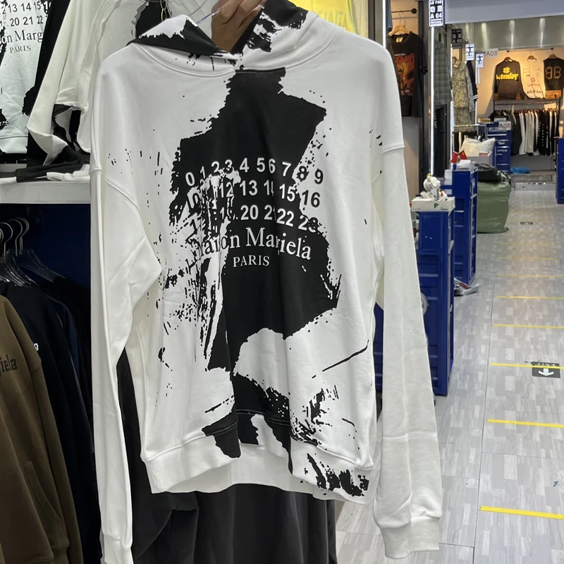 

Толстовка Мужская/женская с капюшоном, уличный свитшот в стиле ретро, хип-хоп, с принтом разбрызгивающихся чернил, с надписью, пуловер, Mm6