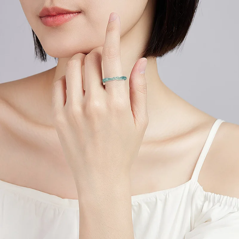 Внутренний диаметр 15 мм-20 мм натуральный ледяной нефрит синяя вода Ruyi плотная