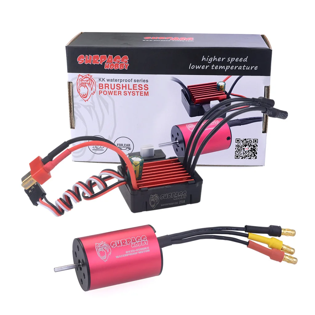

SURPASS HOBBY S2435 4800KV Sensorless Brushless Motor and 25A ESC Combo Set for 1/16 1/18 Truck