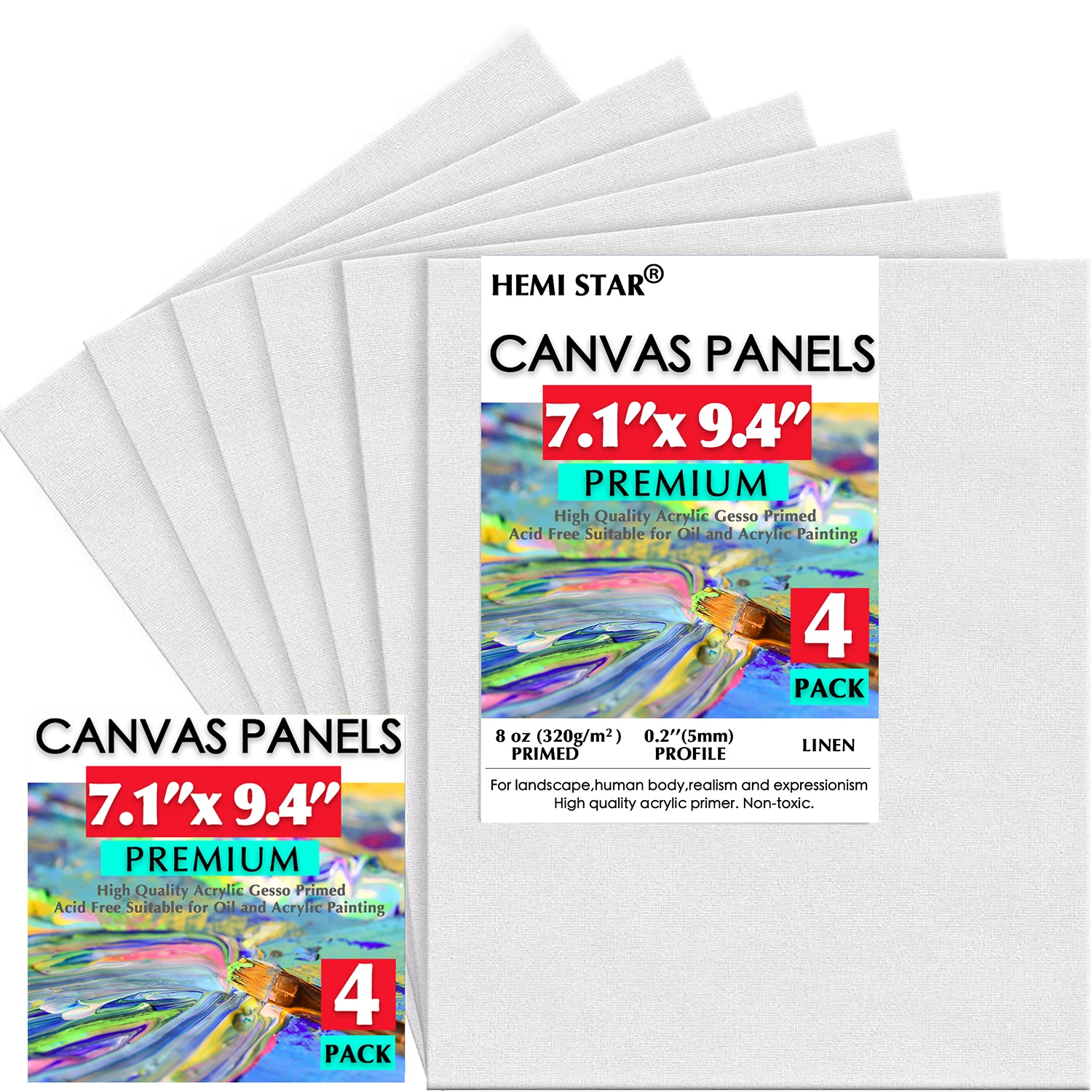 

Painting Canvas Panels Linen 4-pcs Artist Canvas Boards for Painting 18x24cm-7.1x9.4in Primed White Canvas for Acrylic,Oil