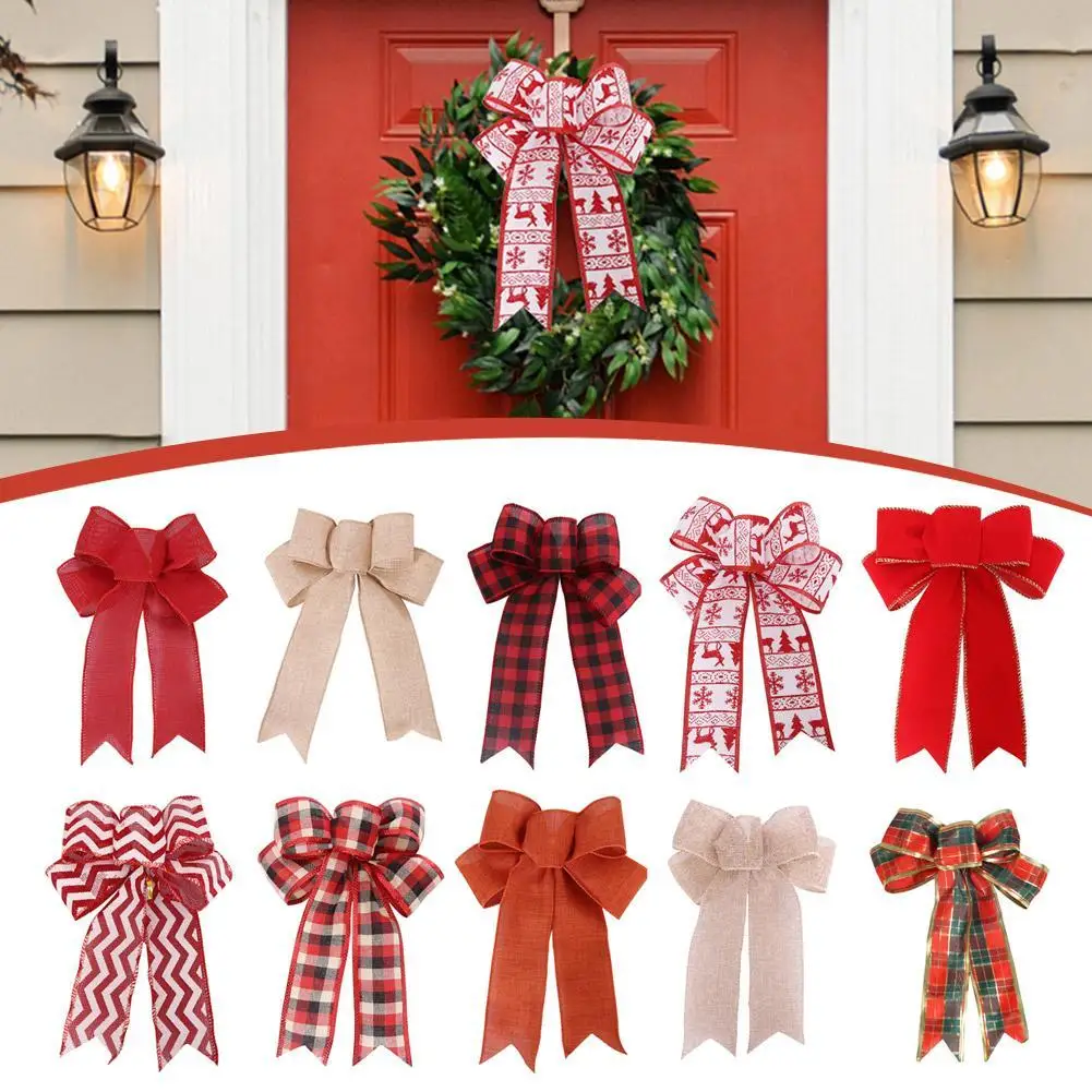 

New Large Bow Bowknot Crafts Linen Ribbon Bow Christmas Decoration Christmas Tree Decor Home holiday decoration