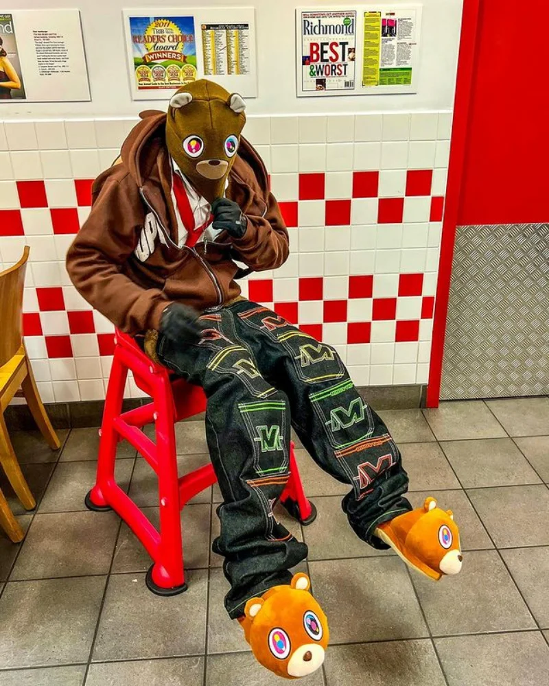 

Multi pocket workwear jeans are fashionable loose fitting jeans for women 2023 pants for men autumn black jeans wide leg jeans