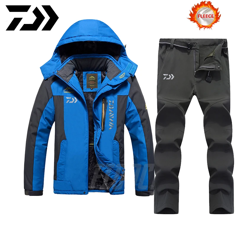 Fishing Clothes Sets Outdoor Fishing Clothing Winter Keep-warm Men Fishing Suit Breathable Fishing Jacket Plus Velvet