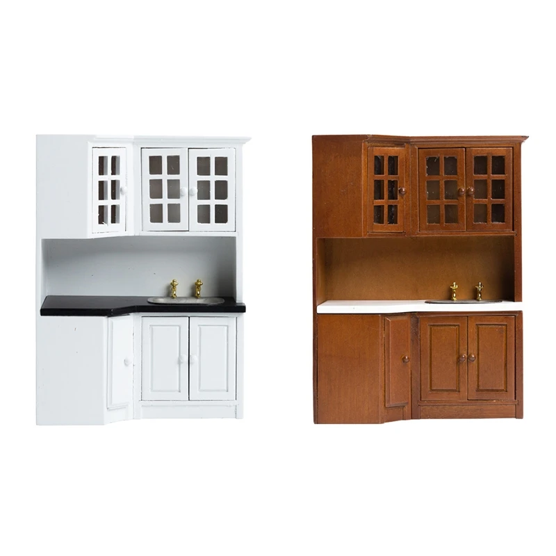 

1/12 Кукольный дом, кухня, столовая, кухонные шкафы с раковиной, мебель, модель для кукольного дома, декоративное ремесло