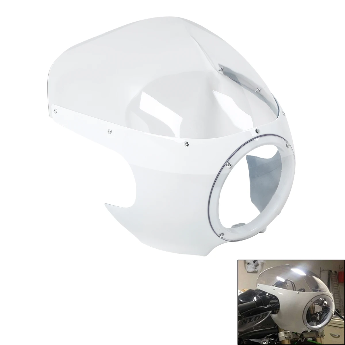 

Motorcycle 5 3/4" Cafe Racer Headlight Fairing Windshield Windscreen For Harley Sportster XL 883 1200 Dyna White