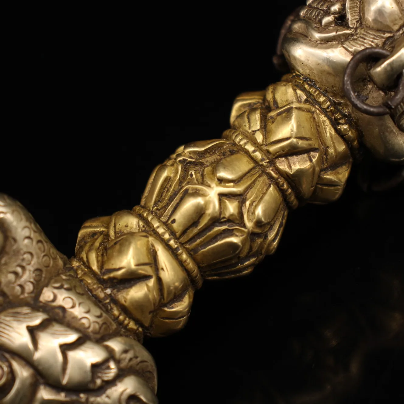 11-дюймовая коллекция тибетского храма старая бронза позолоченная киноварь