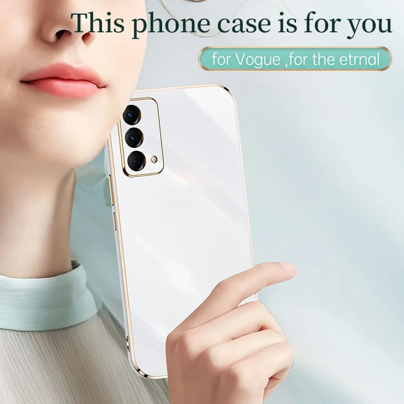 luxury square plating phone case on for realme gt master edition 5g shockproof soft tpu silicone back cover fundas free global shipping