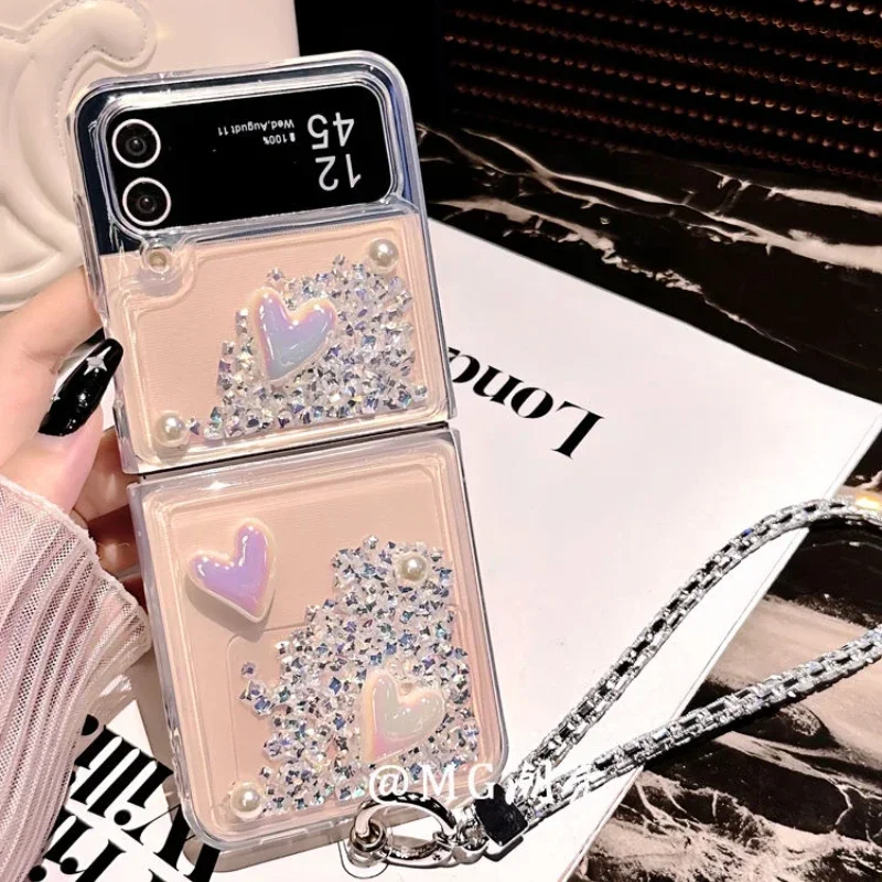 Чехол для мобильного телефона Samsung Quicksand Galaxy Z Flip 6 5 4 3 складной экран стильный