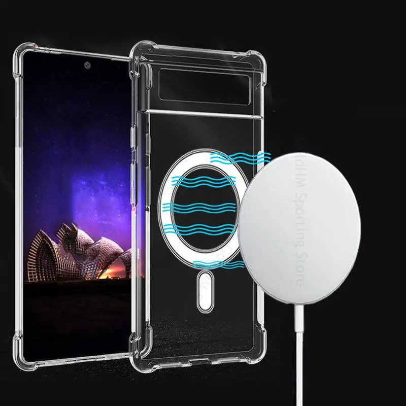 

For Magsafe Magnetic Case For Google Pixel 6 Pro Wireless Charging Magsafing Cover For Google Pixel 6 Pro Clear Transparent Case