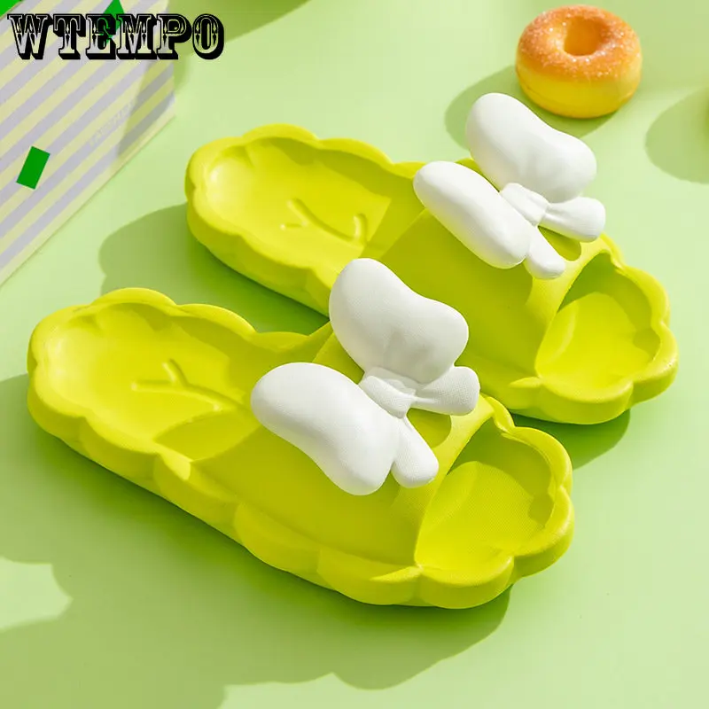 WTEMPO Women Slippers Flat Bow Female Sandals Summer Soft Comfy Fashion Outdoor Beach Ladies Slides Wholesale Dropshipping