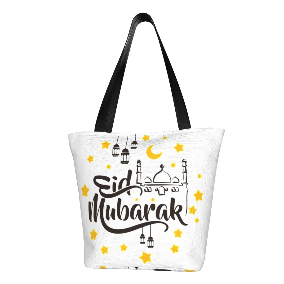 

Eid Mubarak Eid Al Fitr Shopping Bag Happy Eid Stars Fashion Retro Handbag Cloth Shopping Female Bags