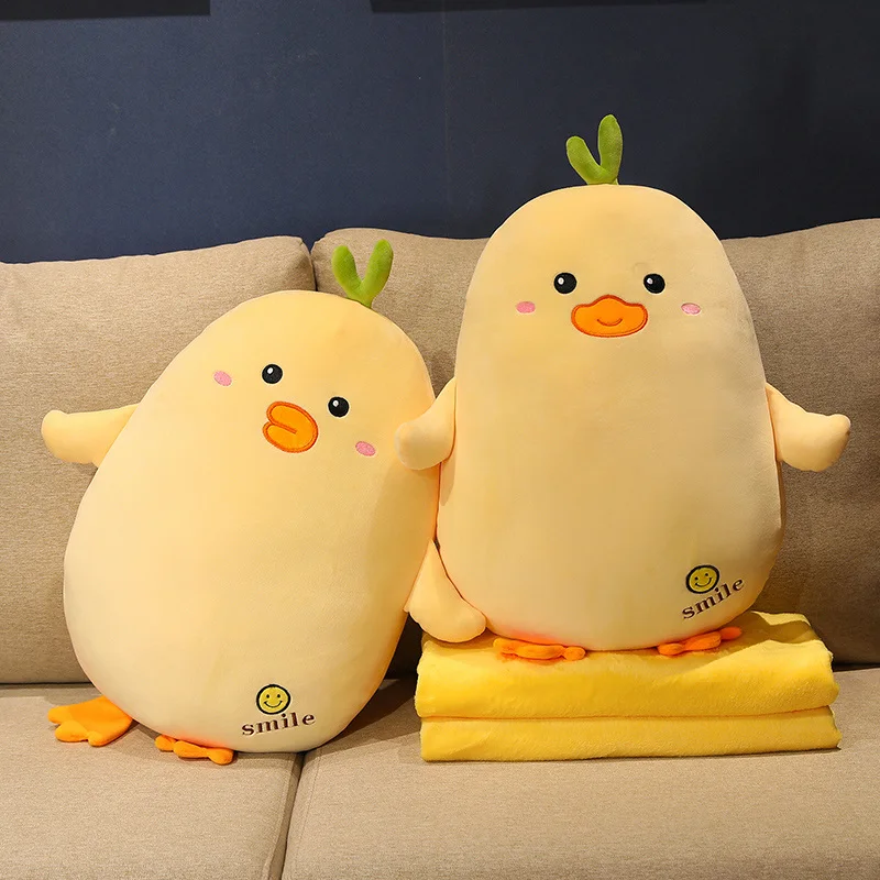 

40-70cm High Quality Fluffy Plush Duck Pillow With Blanket Stuffed Super Soft Cartoon Lovely Animal Toys Bed Sleeping Doll