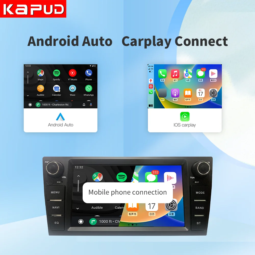 Мультимедийный плеер Kapud 8 дюймов Android 12 DSP 6 + 128 4G Wi-Fi для BMW 3 серии E90/E91/E92/E93