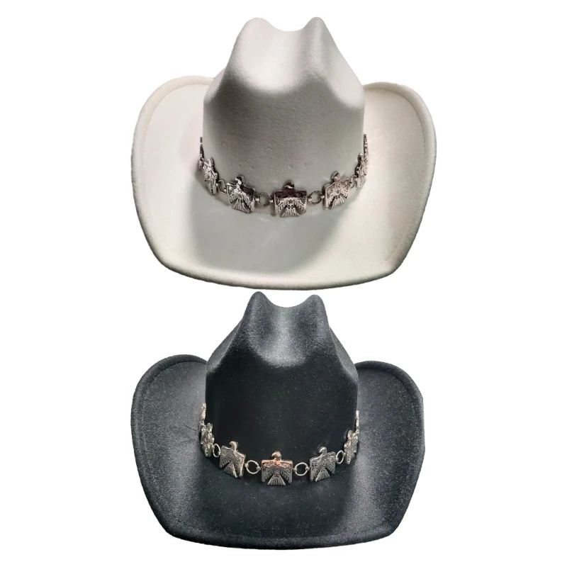 

Summer Breathable Cowboy Hat Large Brim Hat Fedoras Felt Cowboy Sunproof Hat Accessory Wide Curved Brim DropShip