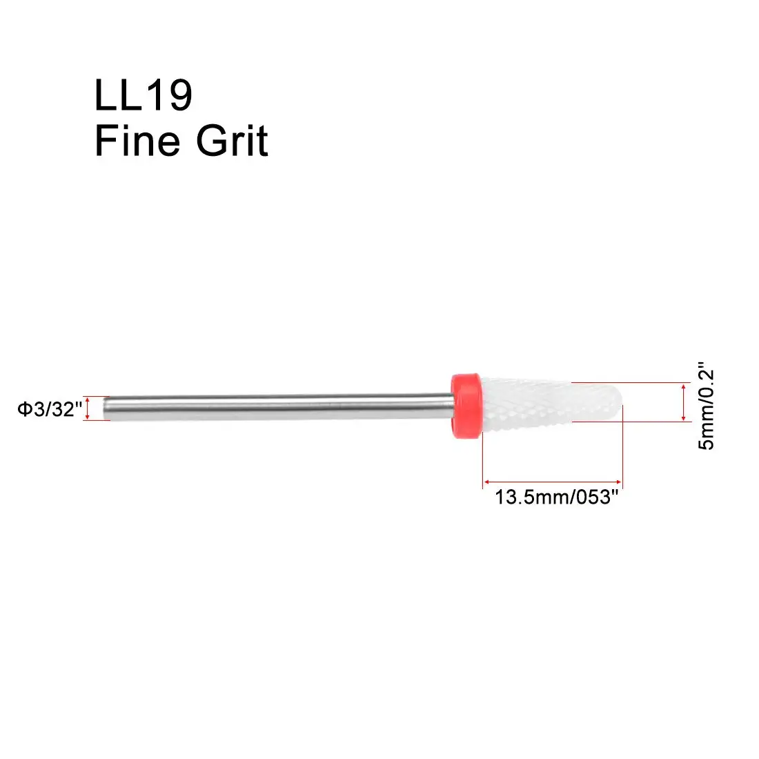 Керамические сверла для ногтей 3/32 дюйма (мелкая зернистость) удаление акрилового