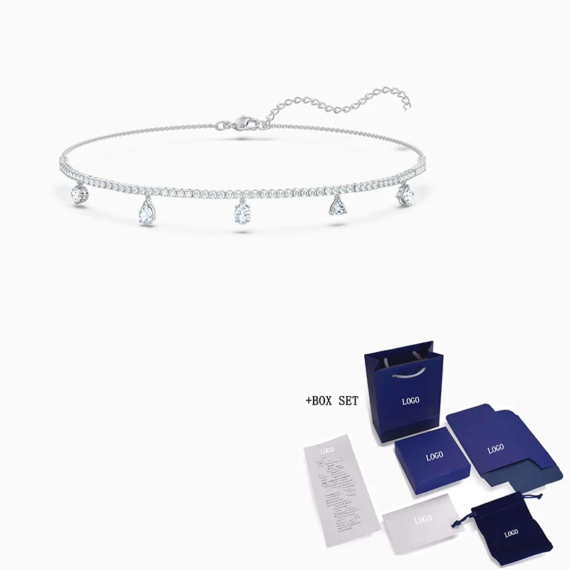 

Fashion SWA New TENNIS DELUXE Hybrid Necklace Charming Round Pendant Crystal Graceful Decoration Women's Fashion Luxury Jewelry