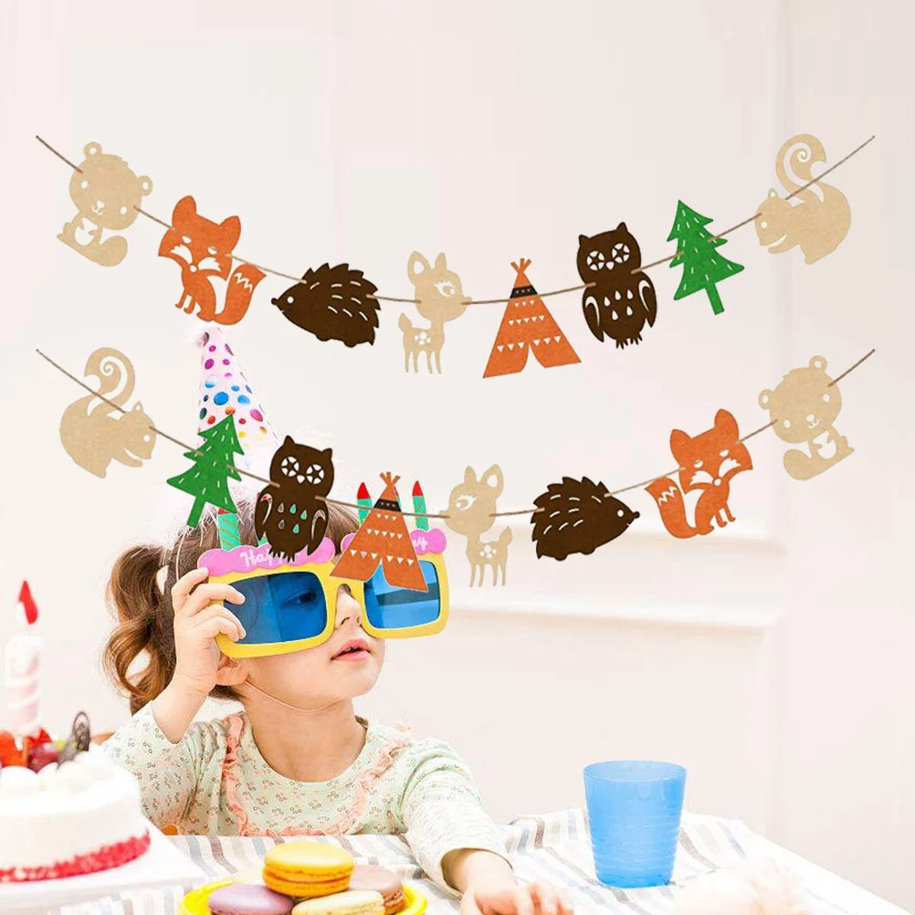 

Party Banner Baby Animal Birthday Decorations Flags Forest Decor Buntingshower Kids Themed Jungle