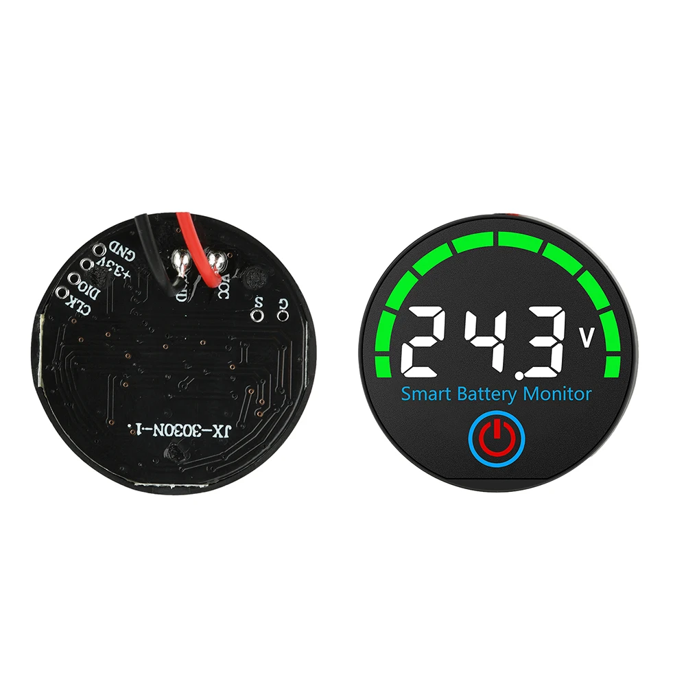 

Круглый светодиодный индикатор постоянного тока 7-55 В, монитор напряжения/зарядки с функцией памяти выключения питания, универсальный для кислотной батареи/литиевой батареи