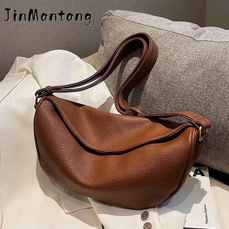 

Large Crossbody Bags for Women 2023 Winter High Capacity Handbags Solid Soft Shoulder Female Travel Hobos Bag