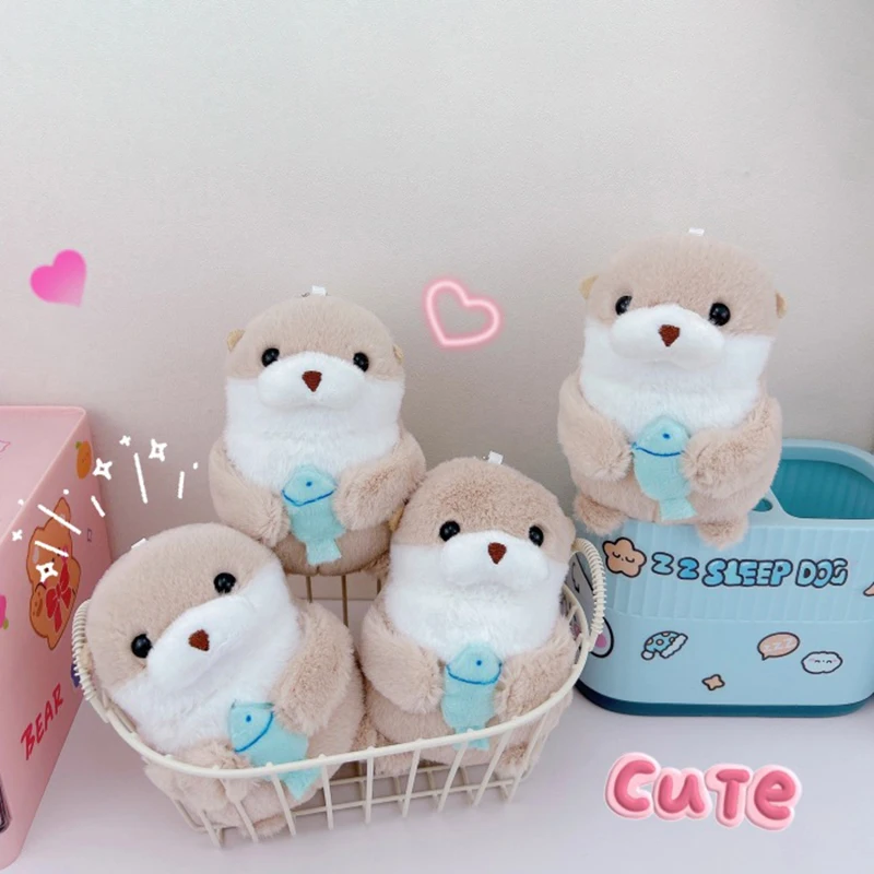 Милые плюшевые брелоки в виде выдры с рыбками легкий подвесной реквизит для