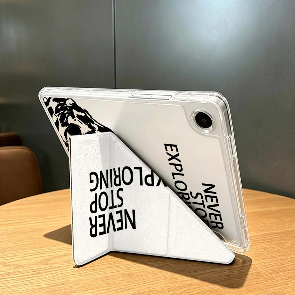Фото Прозрачный складной чехол для планшетов Samsung Galaxy Tab A9 A8 A11 S6 S7 S8 S9 S10 FE Plus Lite с дизайном «Горный альпинист» и Y-образной подставкой №3