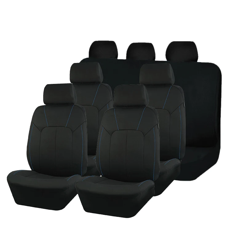 

2/5/7 Seat Car Covers Universal Size Black Fabric with Gray/Blue/Red Stitching Fit Car SUV Truck Van Car Seat Protector Covers