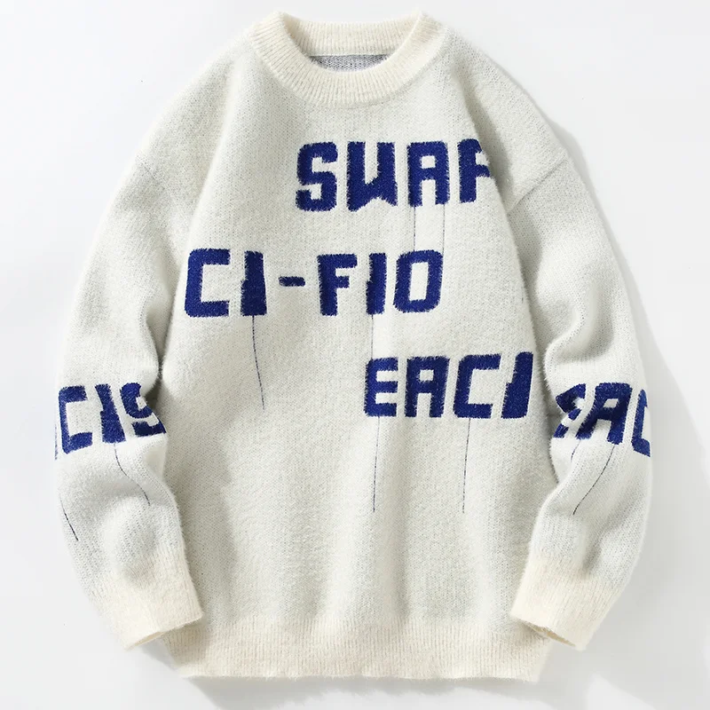 

Y2K Clothes Men Hip Pop Knitted Men‘s Sweater Male Letter Printed Streetwear Spring Winter Oversized Casual Pullover Sweater