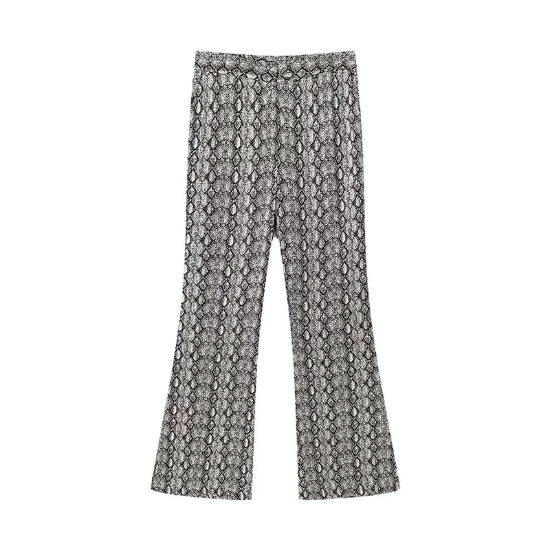 

YENKYE New Fashion Women Vintage Flowy High Waisted Animal Print Flared Pants
