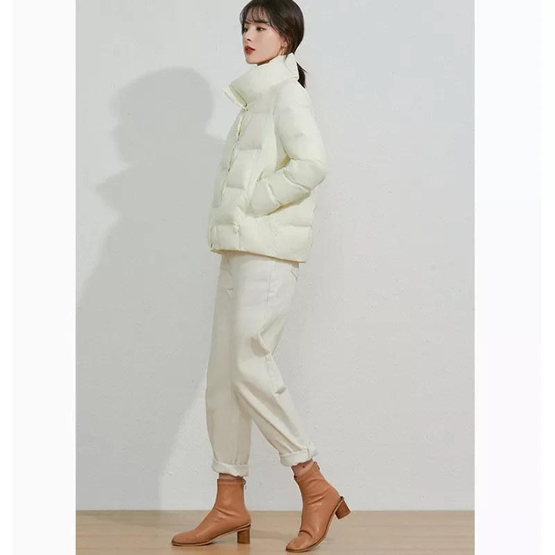 

Женский легкий пуховик с воротником-стойкой, Модная парка на белом утином пуху, женская зимняя куртка с капюшоном, новинка 2021